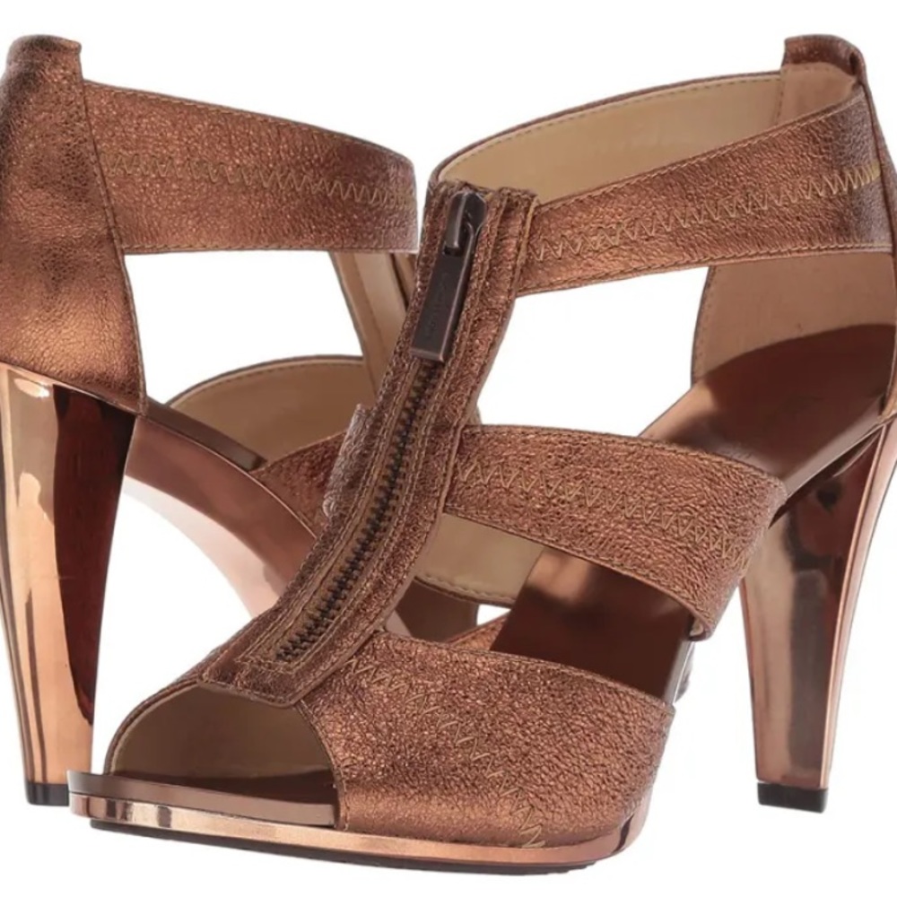 Michael Kors MK Classic Bronze Copper Zipped Berkeley Platform Wedge Heel’s